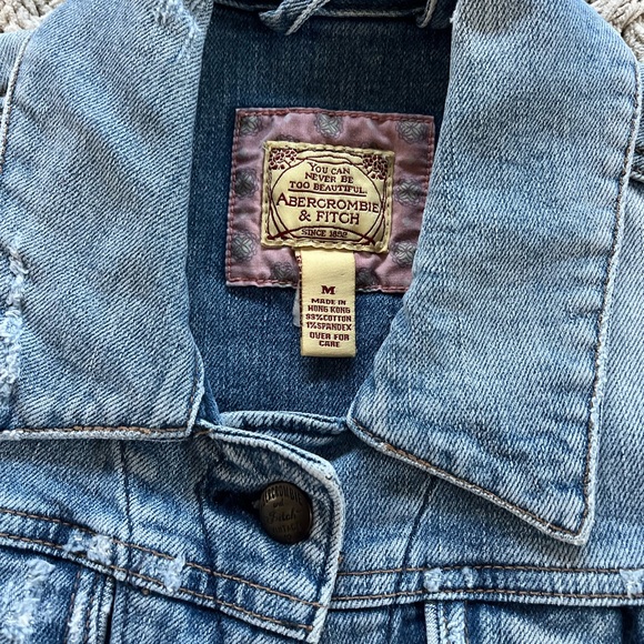 Abercrombie & Fitch Vintage Distressed Light Blue Short Denim Jacket Trucker Med - Picture 4 of 14